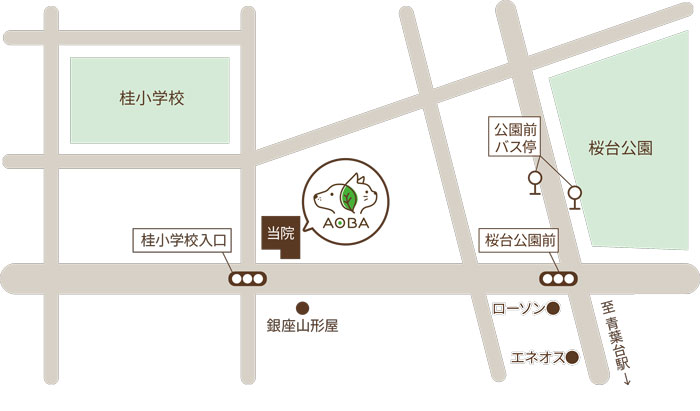 青葉どうぶつ医療センターのイラスト地図